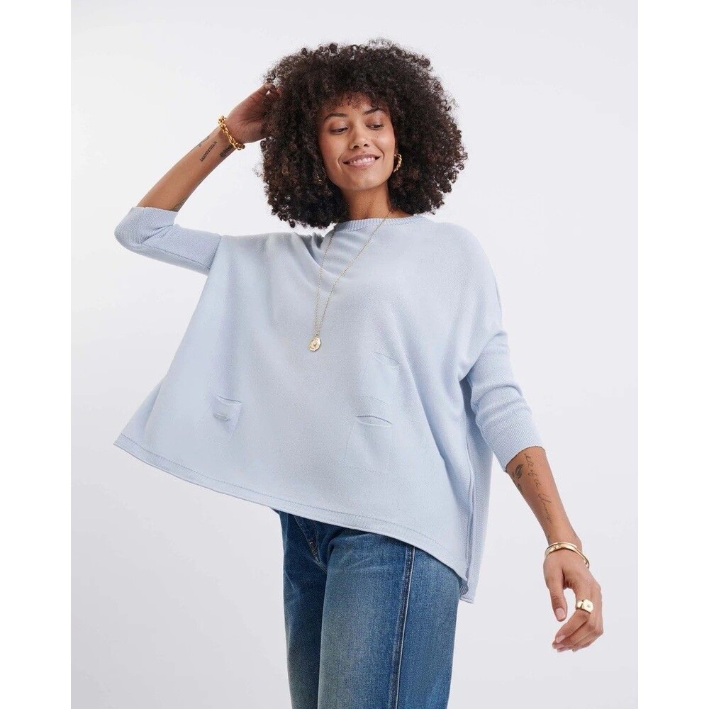 Mersea Sweater Women One Size Catalina Travel Boxy Oversized Pullover Sky Blue